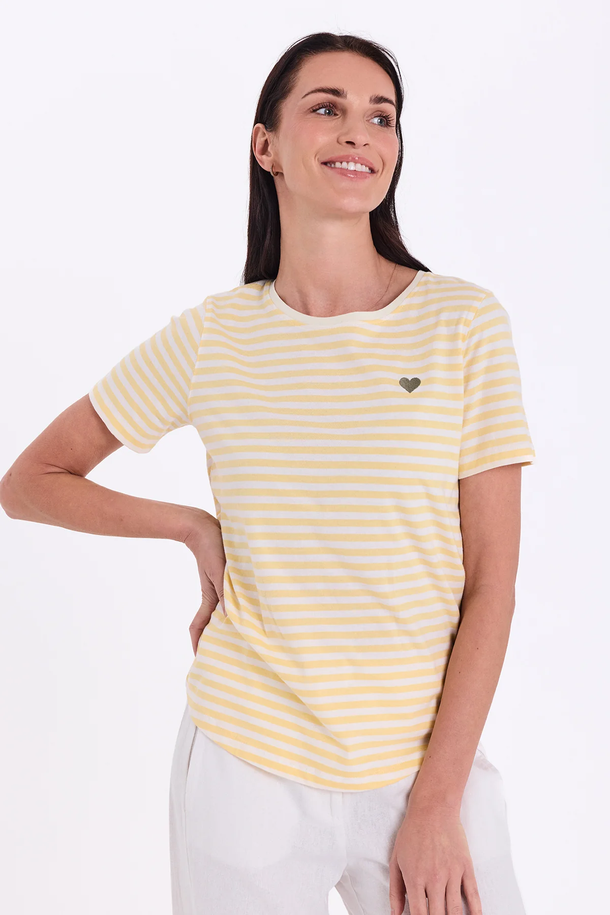 FQMIAN - T-SHIRT - WEISS UND GELB