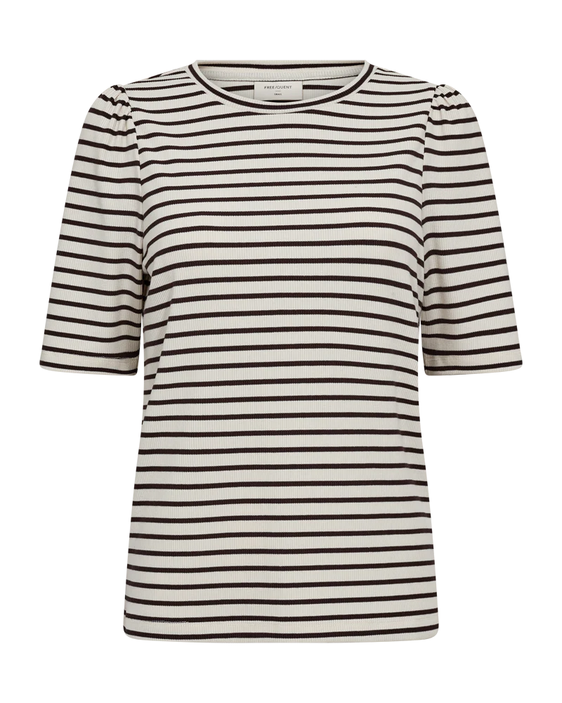 FQELOISEI – GESTREIFTES T-SHIRT - BEIGE UND BRAUN