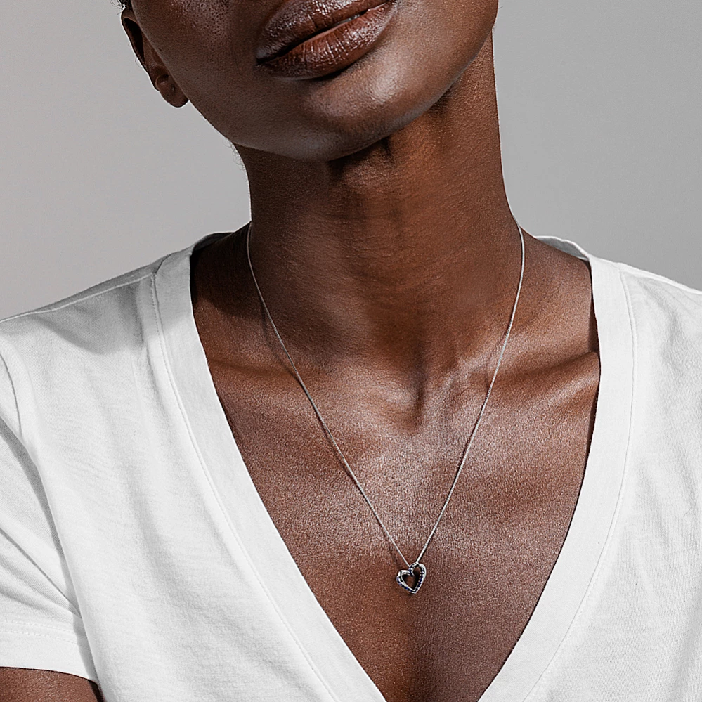 Mila Sapphire Heart Pendant in Sterling Silver