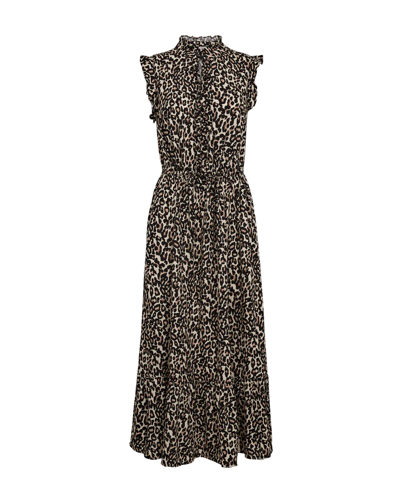 FQDORA – KLEID MIT RÜSCHEN - LEOPARD