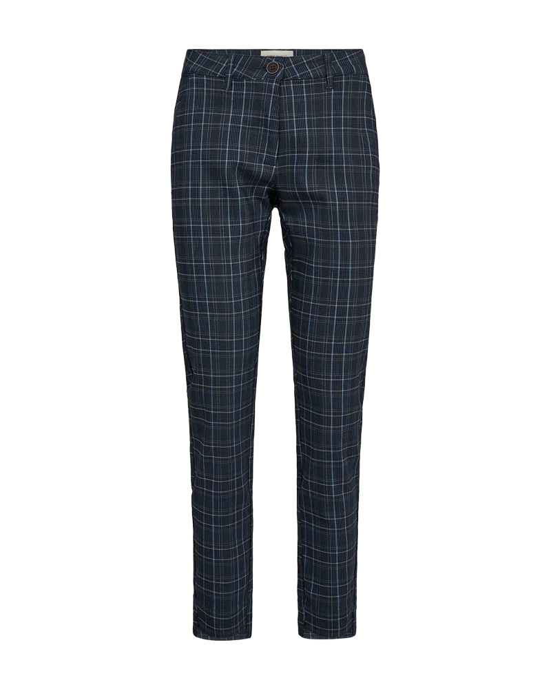 FQREX – KNÖCHELLANGE HOSE MIT KAROMUSTER - SCHWARZ UND  BLAU
