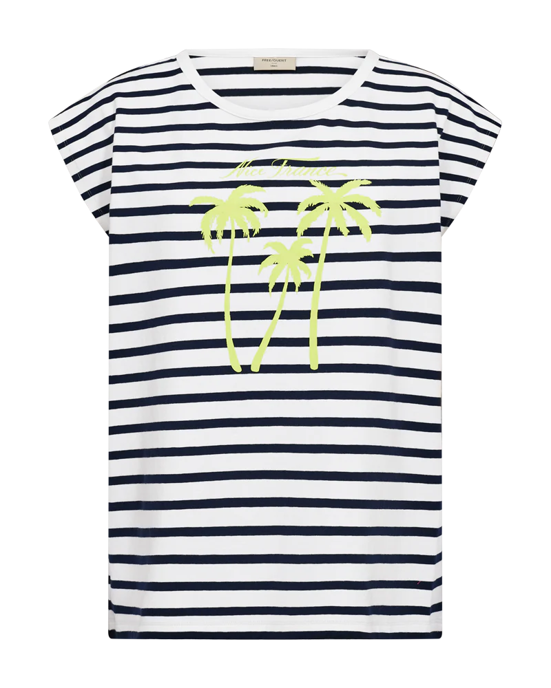 FQFENJAL - T-SHIRT - WEISS UND DUNKELBLAU