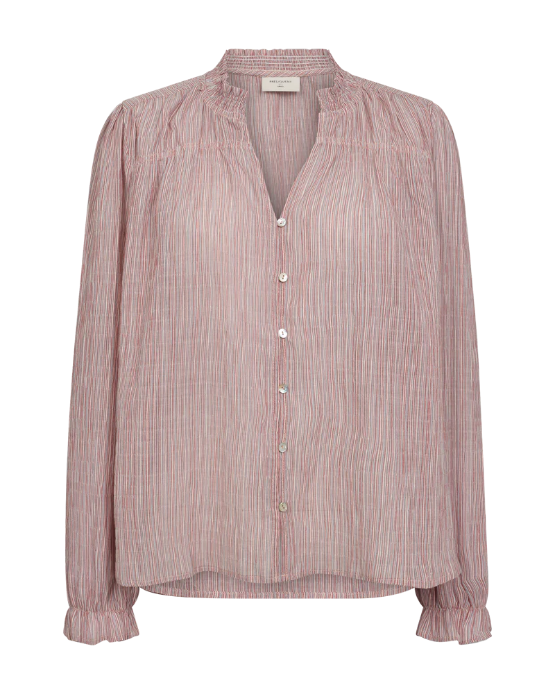 FQHELLY – BLUSE MIT STREIFEN - ROT UND  BEIGE