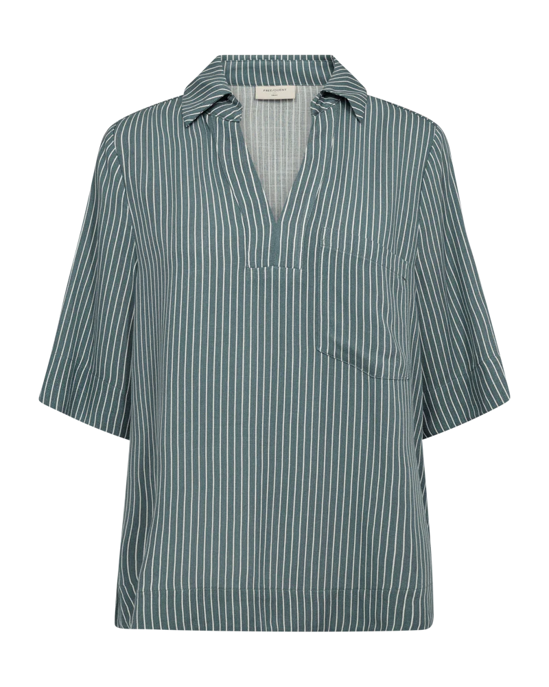 FQSAVA - BLUSE - GRUN UND WEISS