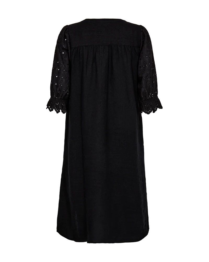 FQLALUNA – KLEID MIT BRODERIE ANGLAISE - SCHWARZ