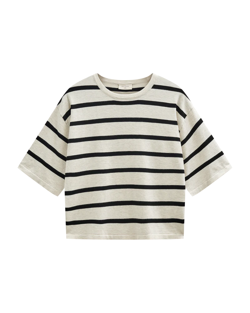 FQCONNY – FEINSTRICK-PULLOVER - WEISS UND SCHWARZ