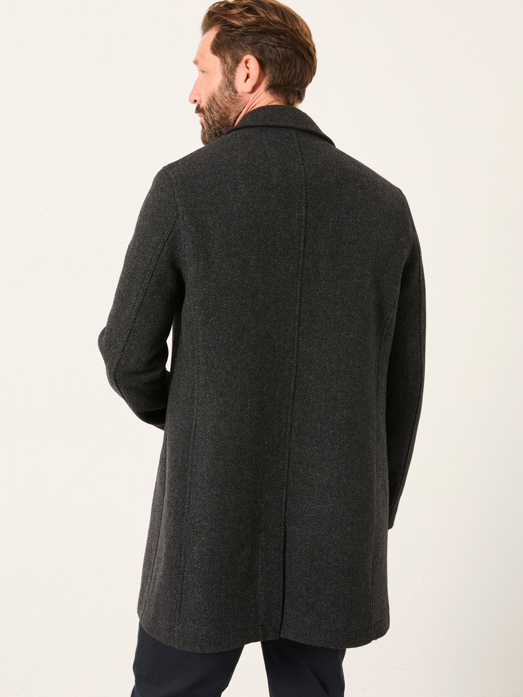 Tabor Dark Grey Single Breasted Wool Mix Topcoat