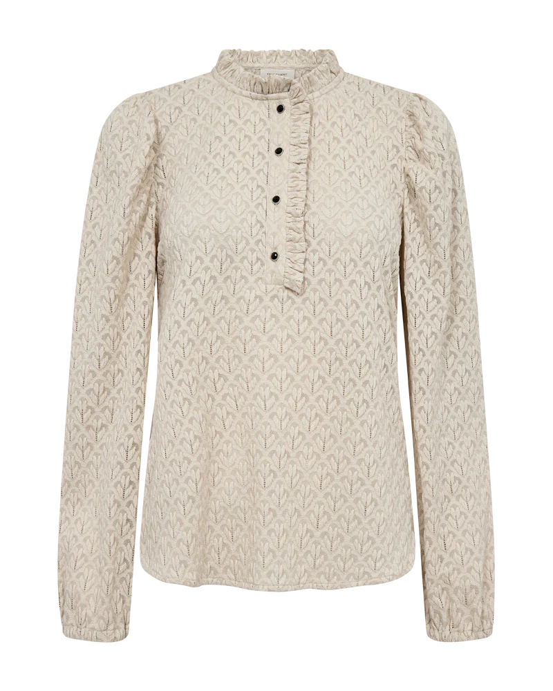 FQRIGGA - BLUSE MIT SPITZE - BEIGE