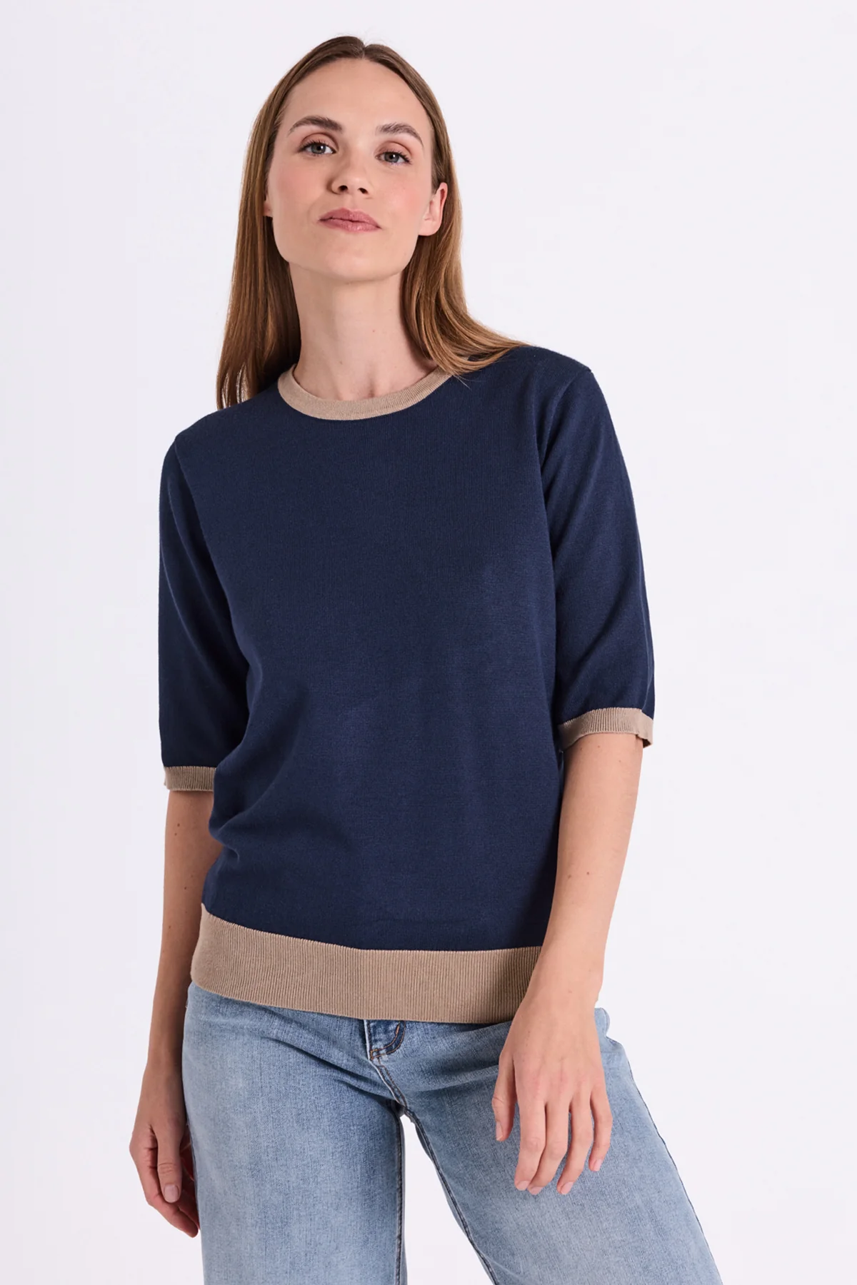 FQKATIE - PULLOVER - BLAU UND BRAUN