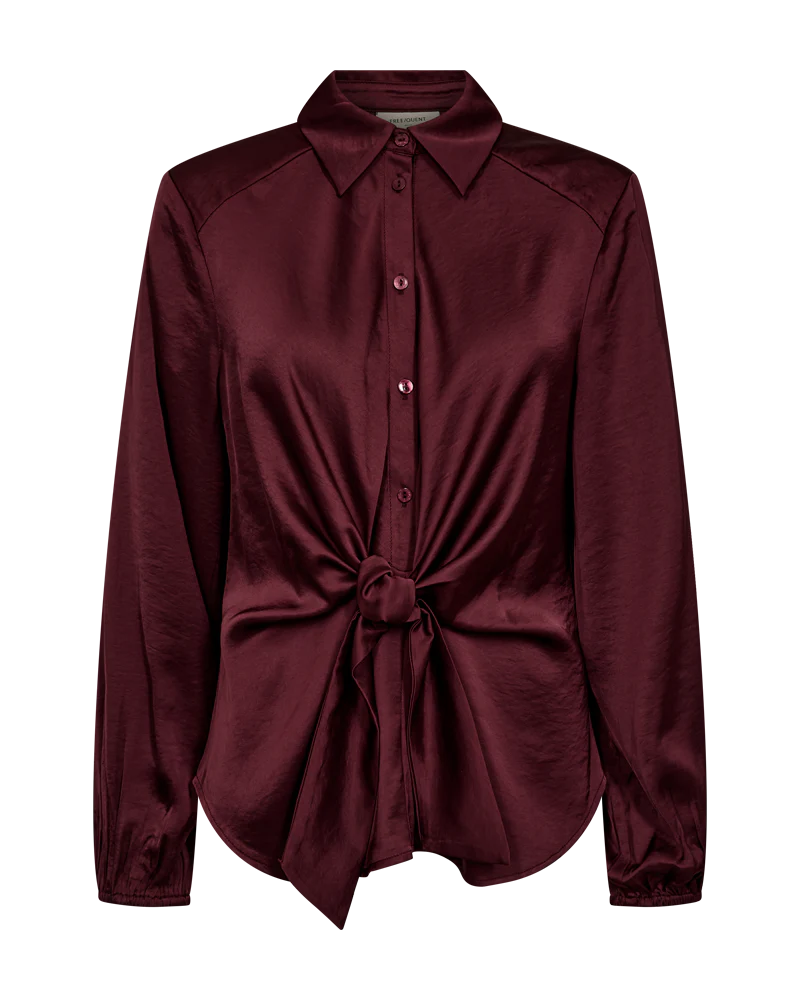 FQDOVE – BLUSE MIT GEKNOTETEM DETAIL - BORDEAUX