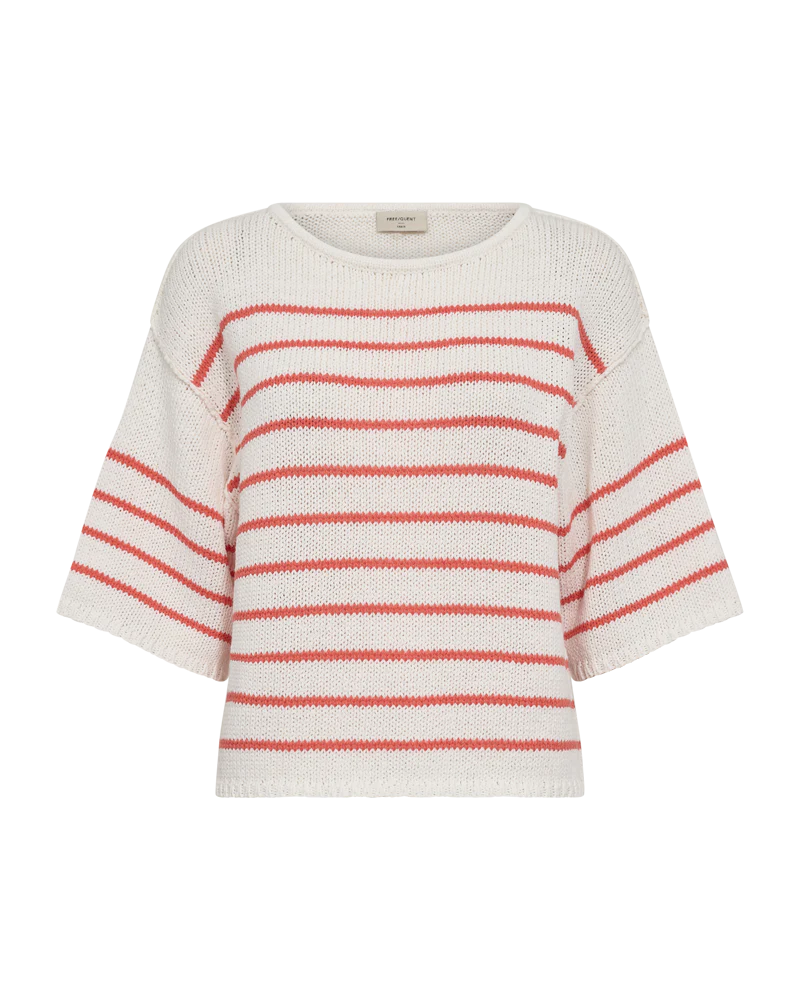 FQGRANDE - GESTRICKTER PULLOVER - WEISS UND ROT