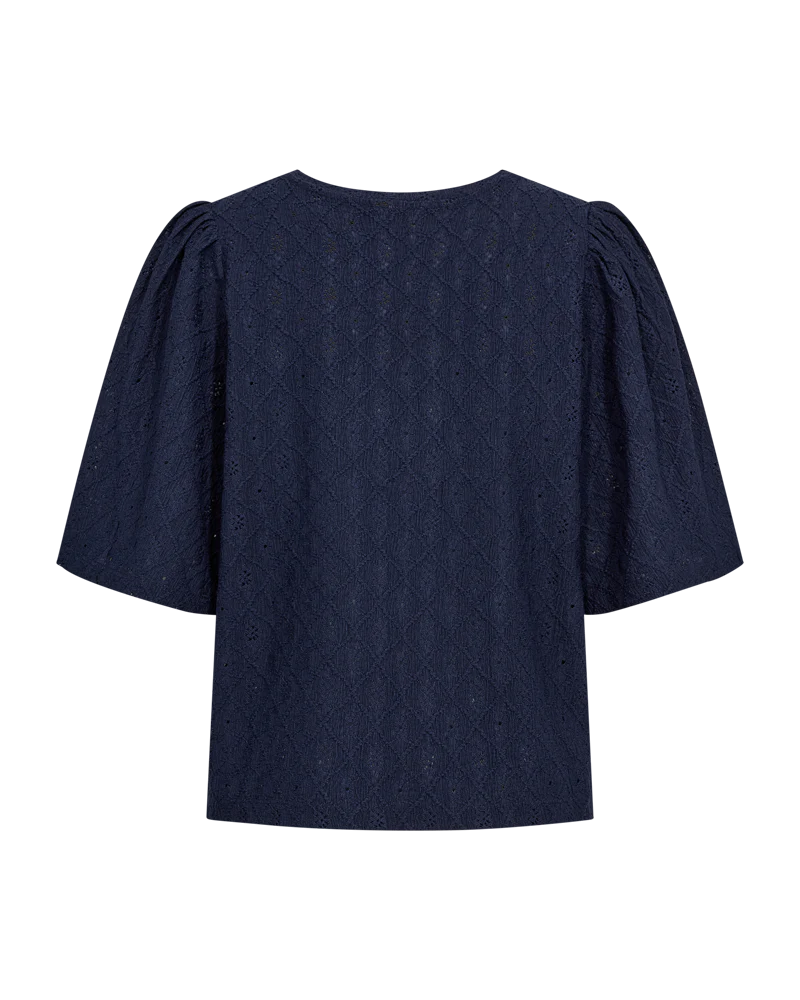 FQKIONA – BLUSE MIT GESTICKTEM MUSTER - BLAU