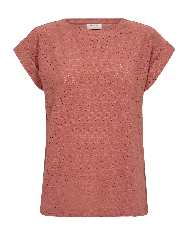 FQBLOND – T-SHIRT MIT LOCHMUSTER - ROSE
