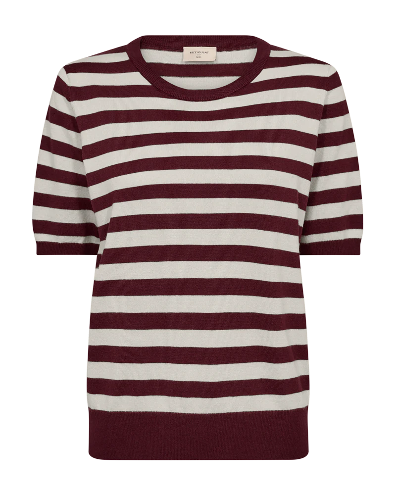 FQJOEL – GESTREIFTER FEINSTRICK-PULLOVER - BORDEAUX
