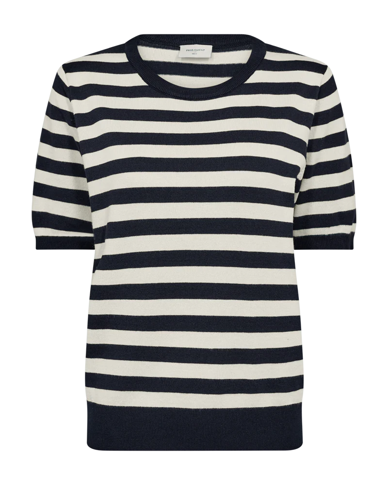 FQJOEL – GESTREIFTER FEINSTRICK-PULLOVER - BLAU UND  BEIGE
