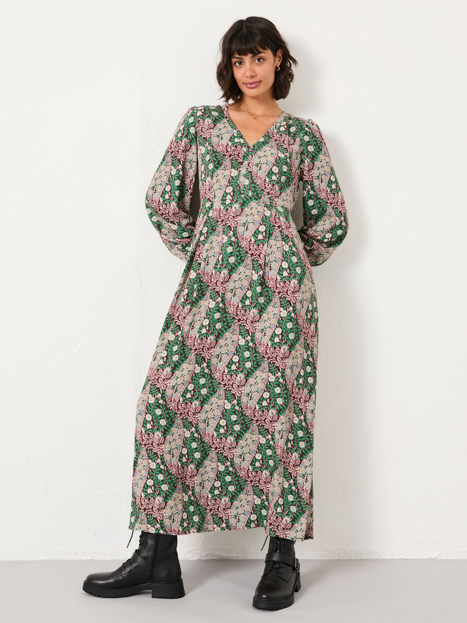 Multi Petite Japanese Rose Midi Dress