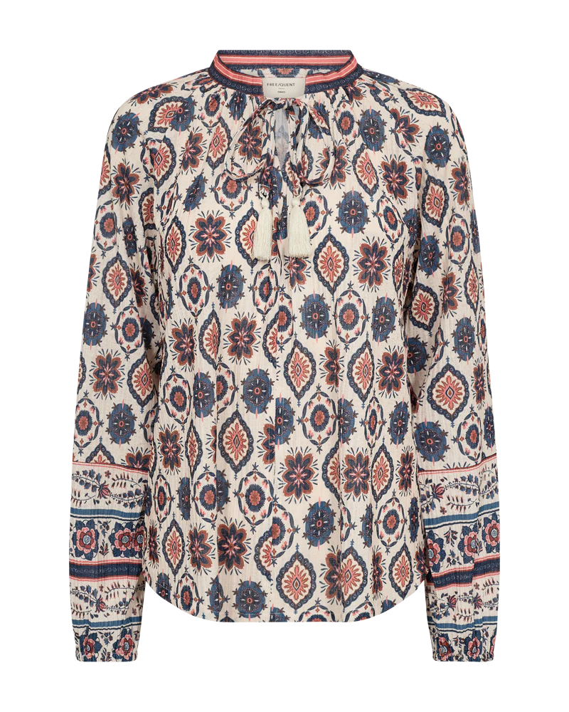 FQNOMES – BLUSE MIT PAISLEY-MUSTER - ROT UND  BEIGE