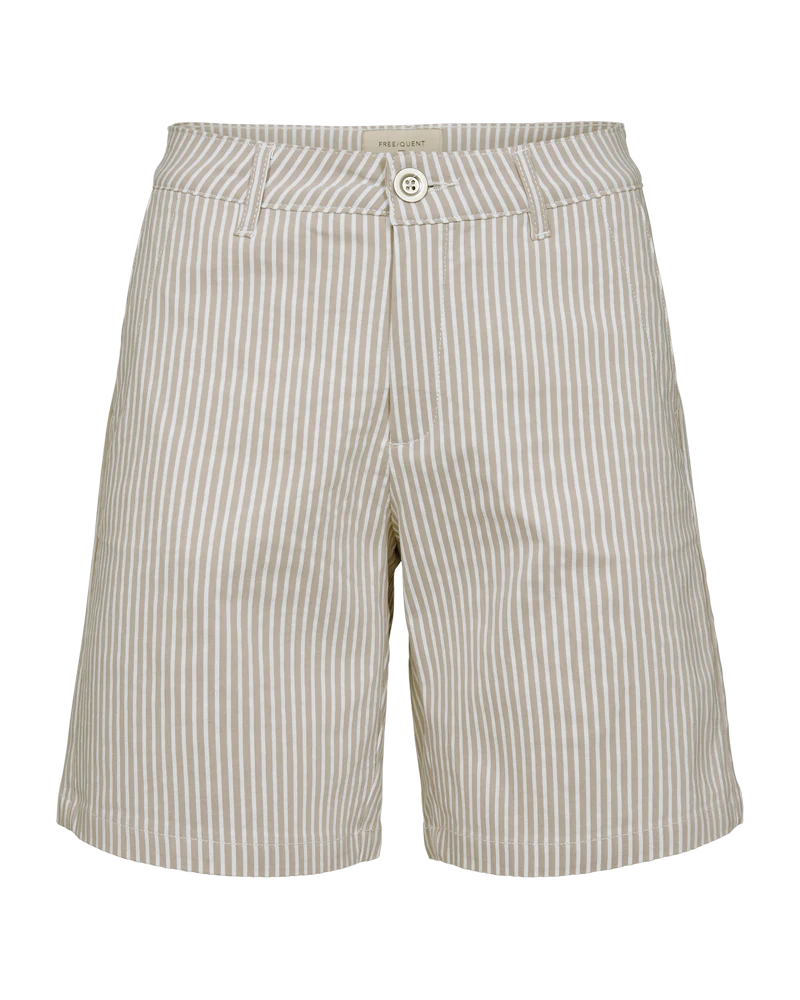 FQREX - GESTREIFTE SHORTS - BEIGE UND WEISS
