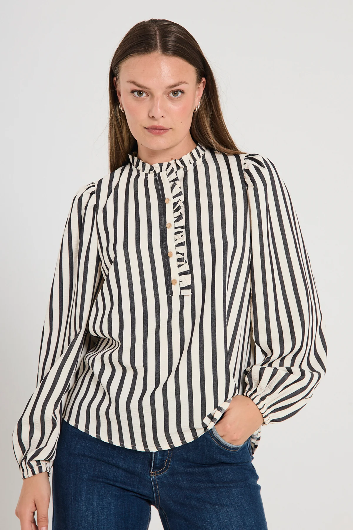 FQNOTO – GESTREIFTE BLUSE - SCHWARZ UND WEISS