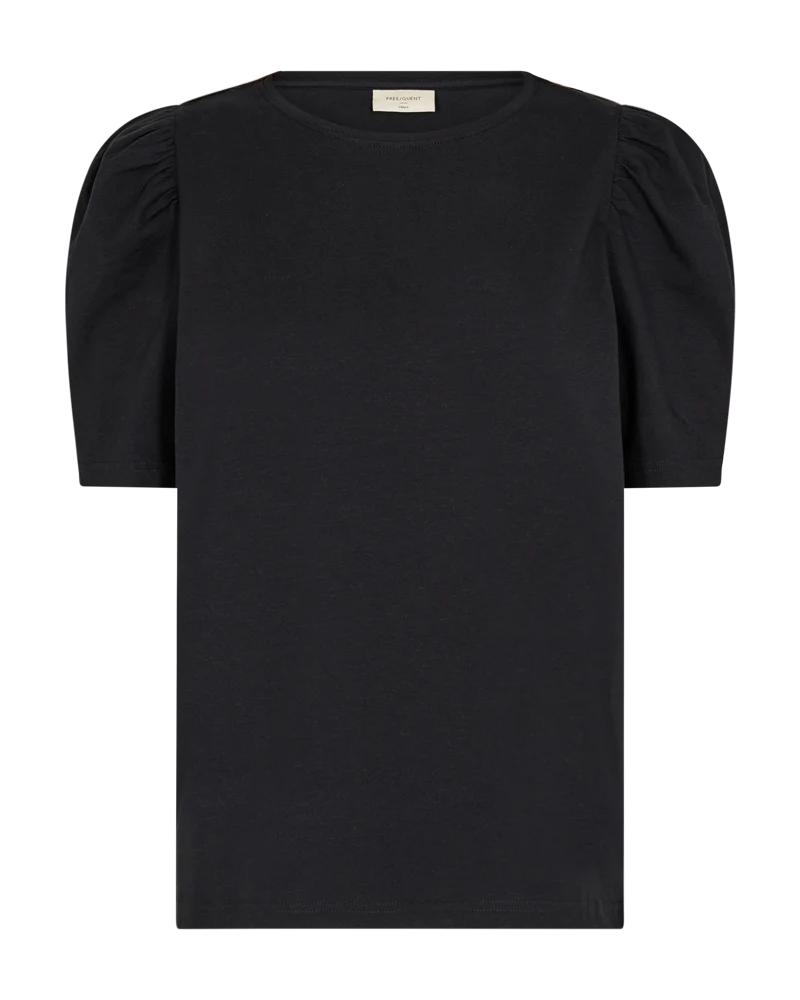 FQFENJA - T-SHIRT MIT PUFFÄRMEL - SCHWARZ