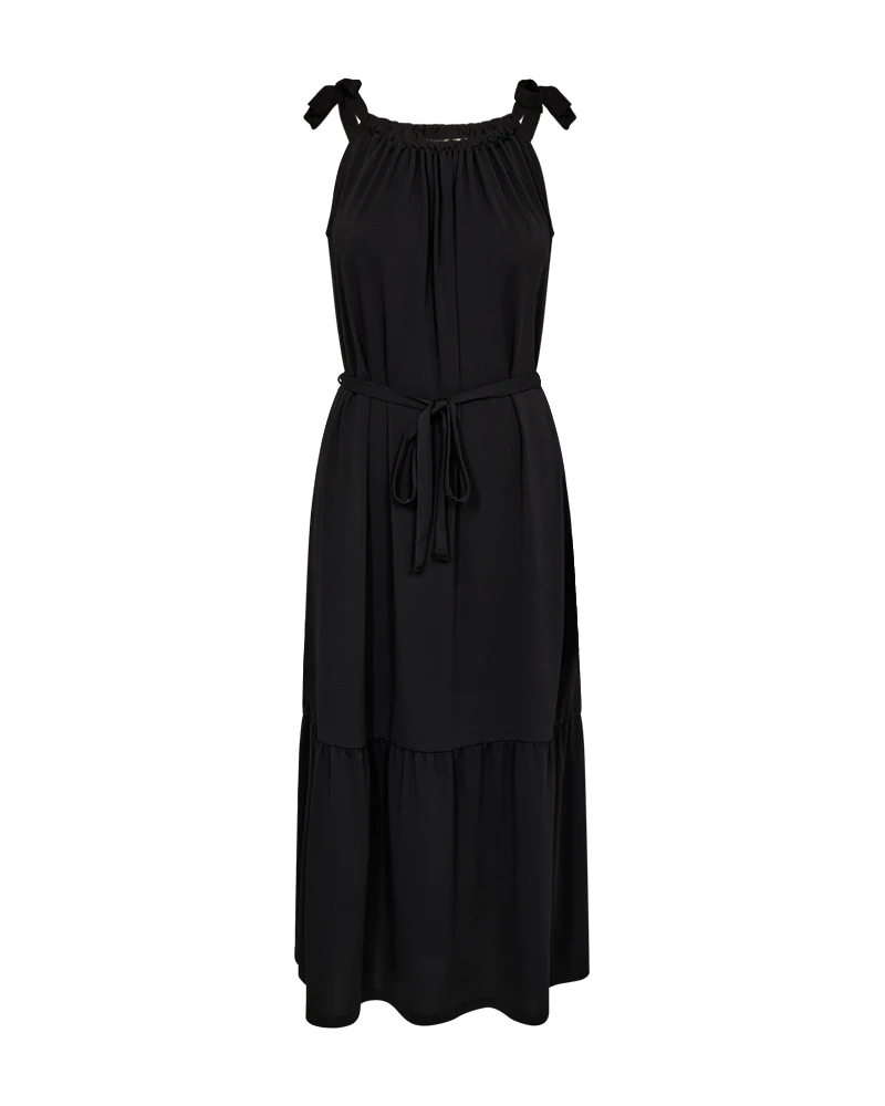 FQESME - KLEID MIT BINDEBAND - SCHWARZ
