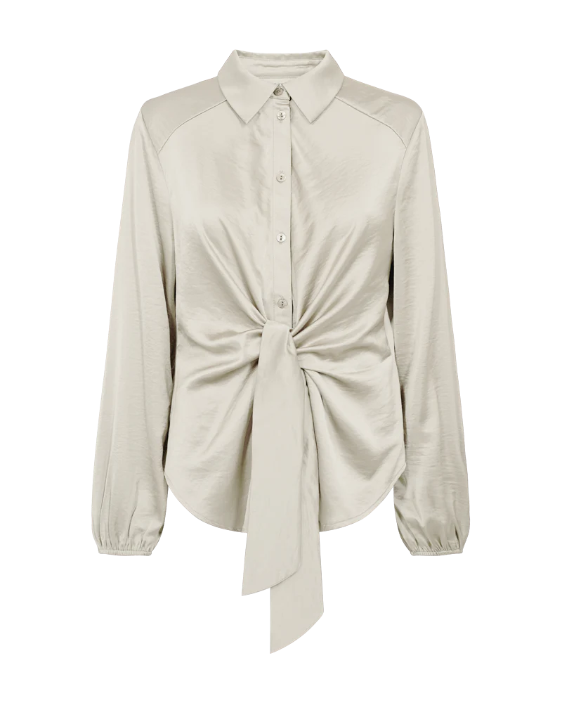 FQDOVE – BLUSE MIT KNOTENDETAIL - BEIGE