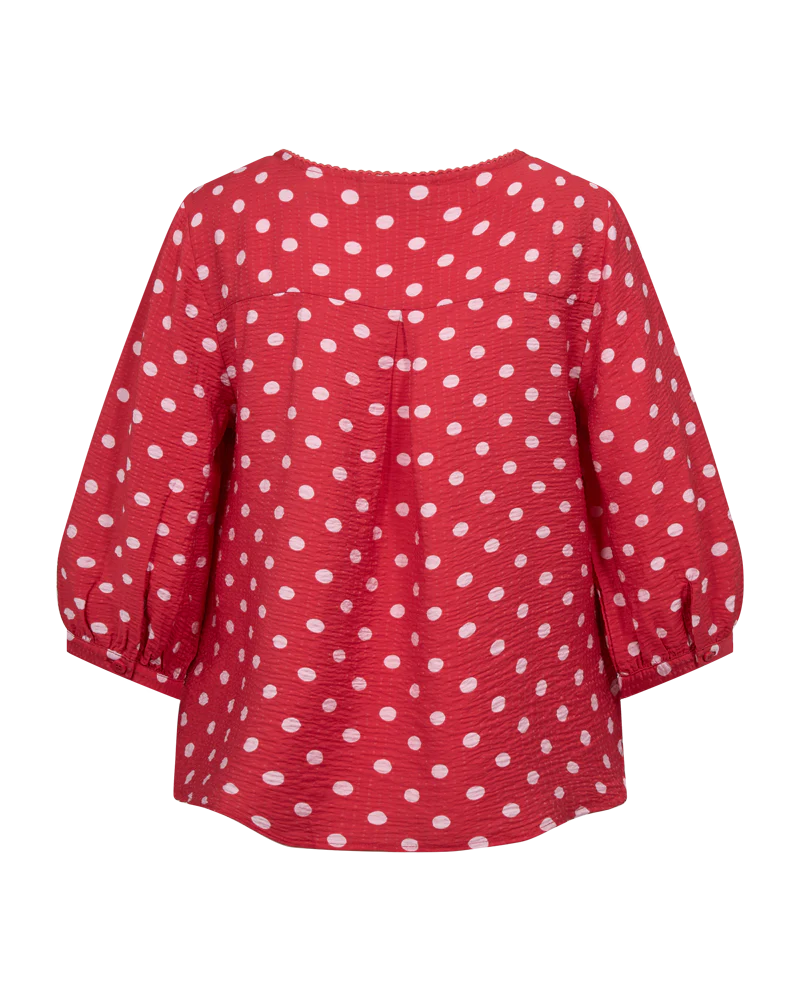 FQALMA – BLUSE MIT PUNKTEN - ROT UND ROSA