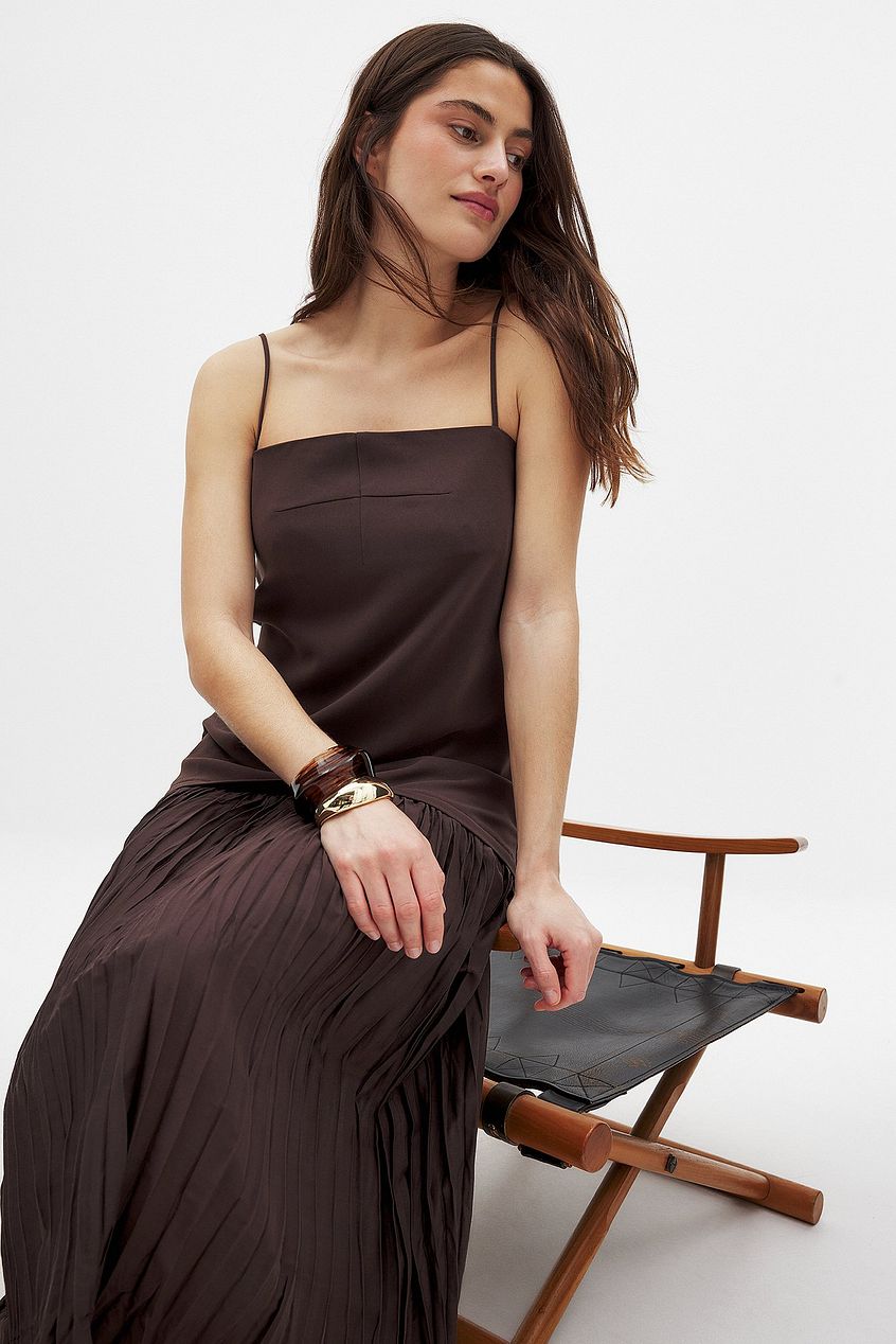 Sheer Plisse Skirt Slip Dress