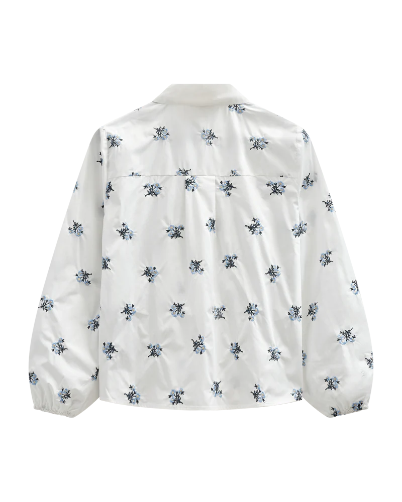 FQLEILA – BLUSE MIT BLUMENMUSTER - WEISS UND BLAU