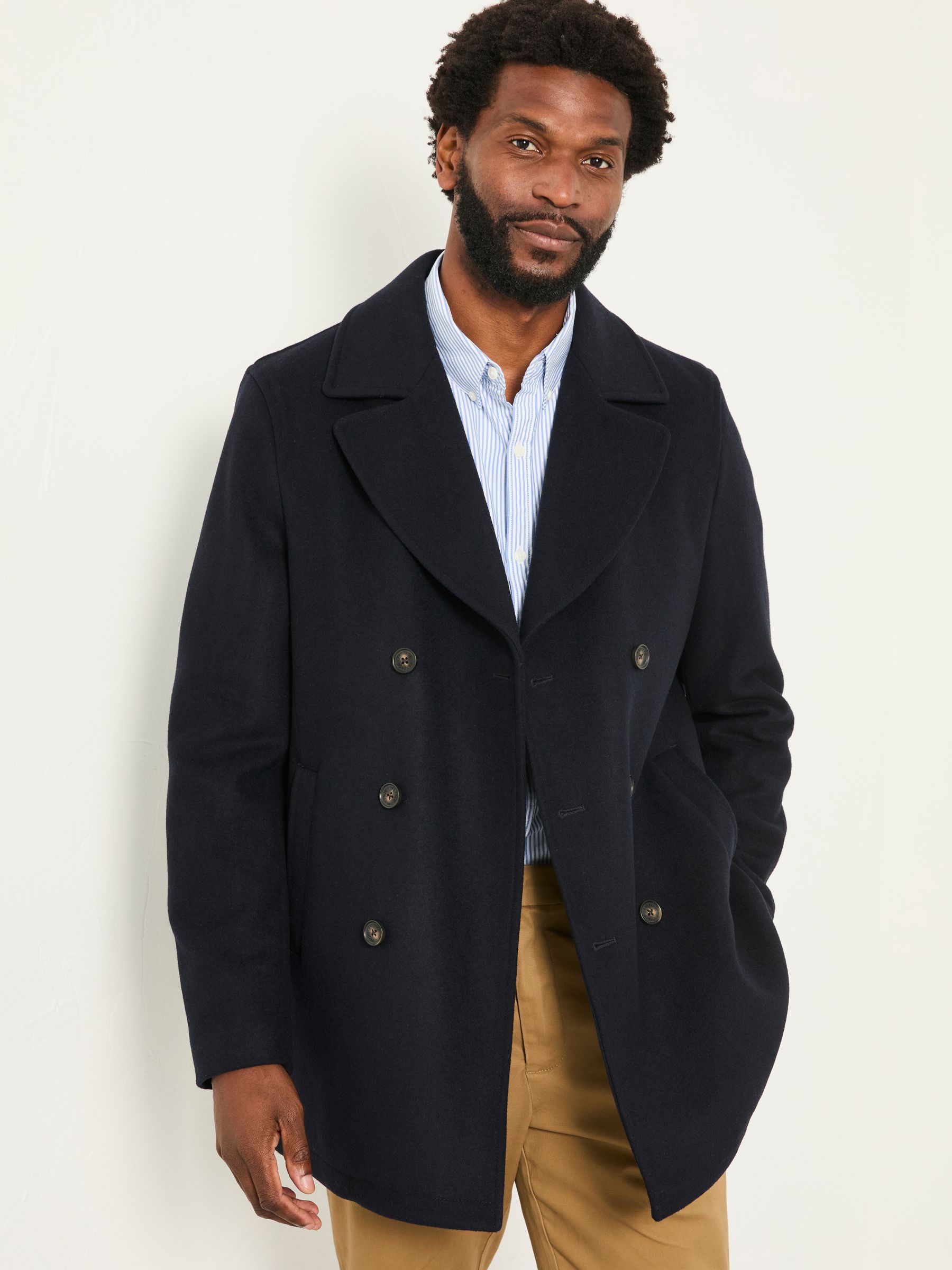 Navy Wool Mix Peacoat