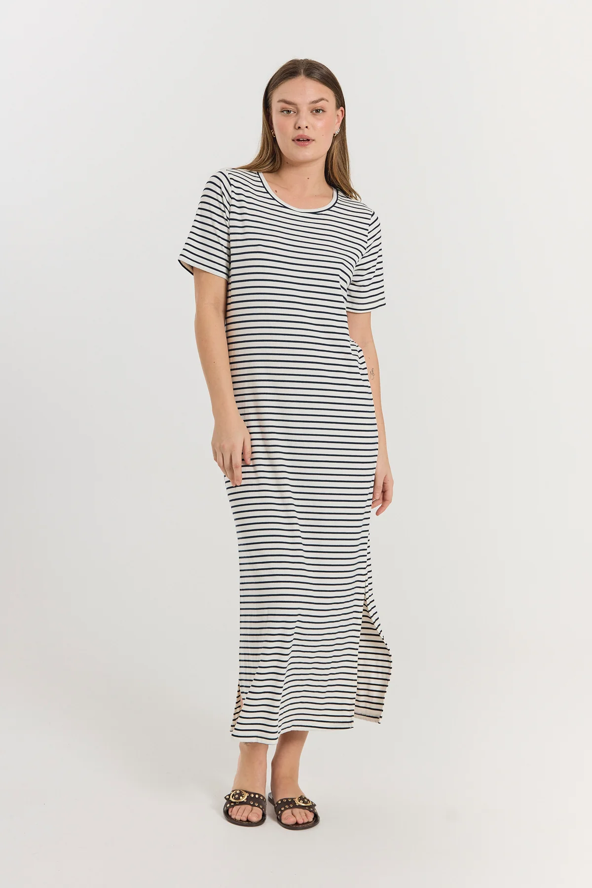 FQZIA – GESTREIFTES KLEID - WEISS UND BLAU
