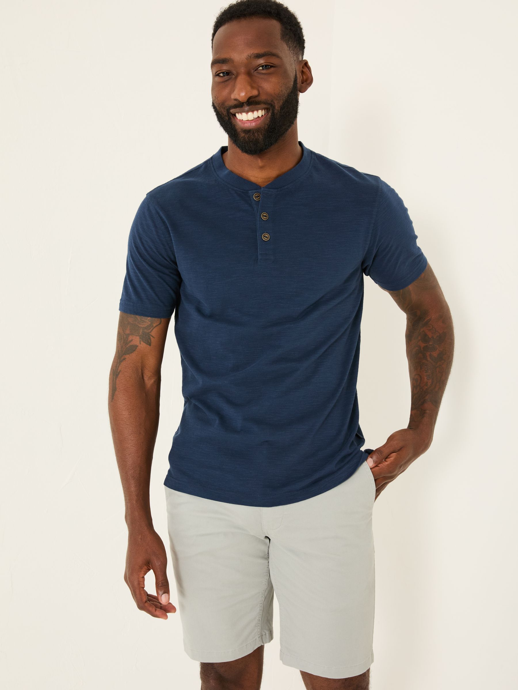 Woodside Navy Slub Henley T-Shirt