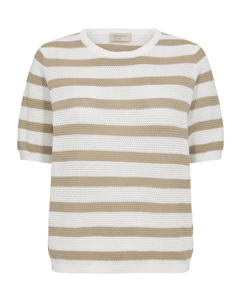FQDODO – GESTREIFTER PULLOVER - WEISS UND BRAUN