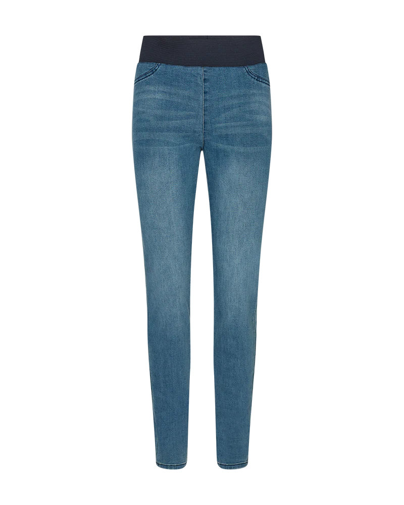 FQSHANTAL - DENIMHOSE MIT ELASTICHEM BUND - BLAU