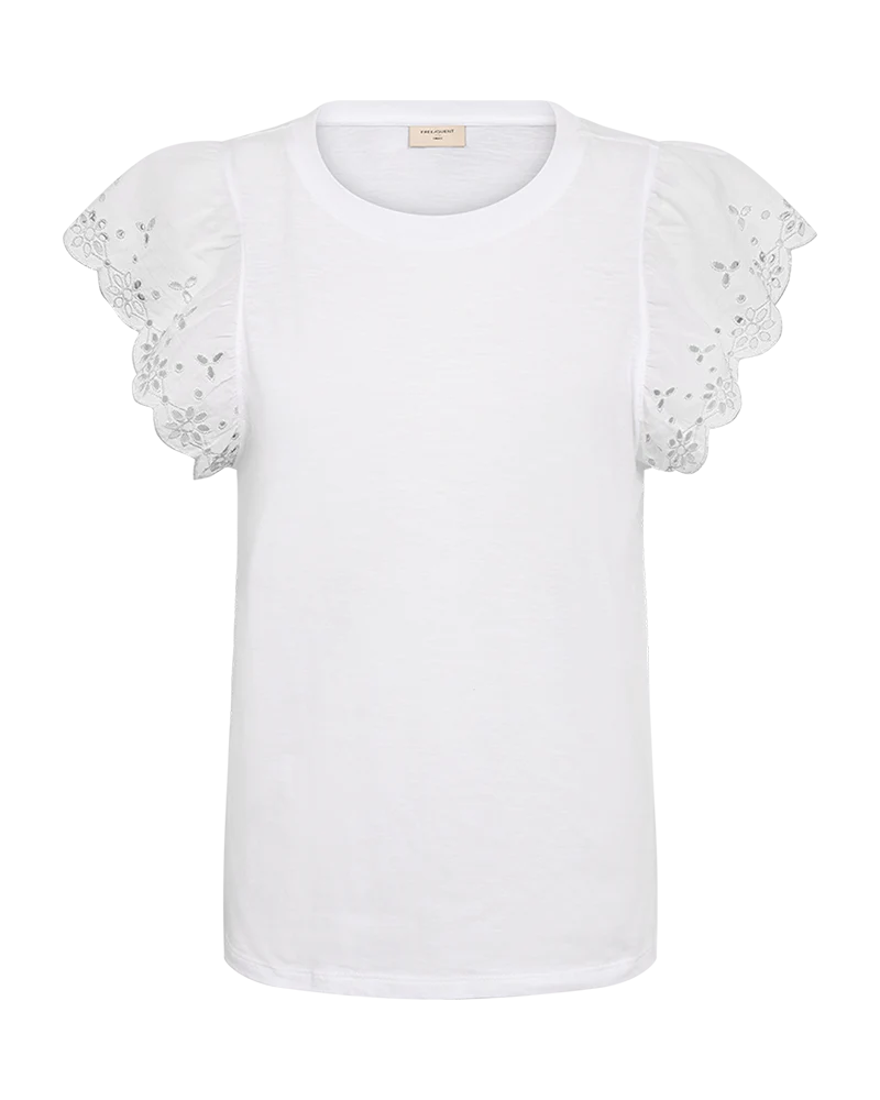 FQAZING - T-SHIRT MIT BESTICKTEN ÄRMELN - WEISS