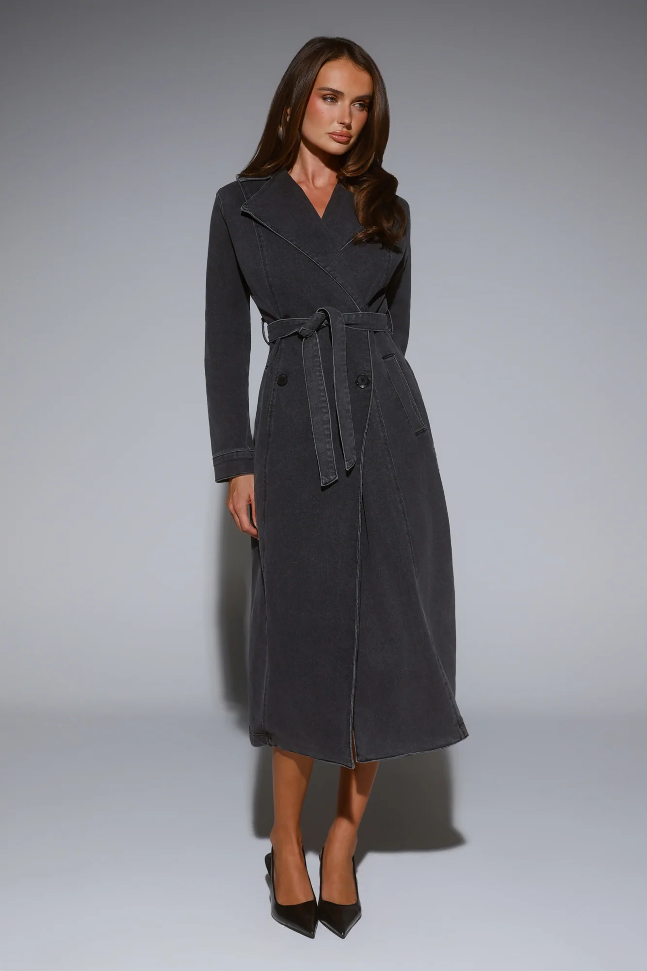 DNM Denim Trench Coat Charcoal