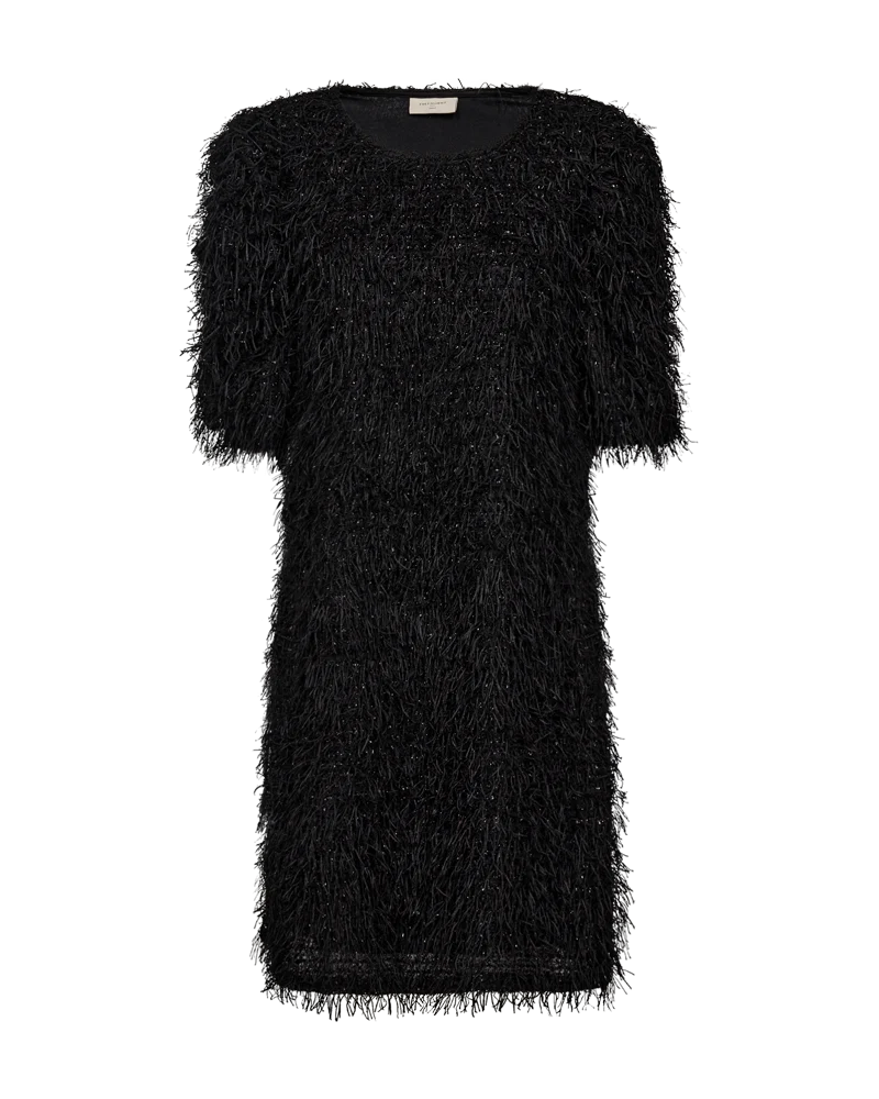 FQMARLIN – KLEID MIT FRANSEN - SCHWARZ