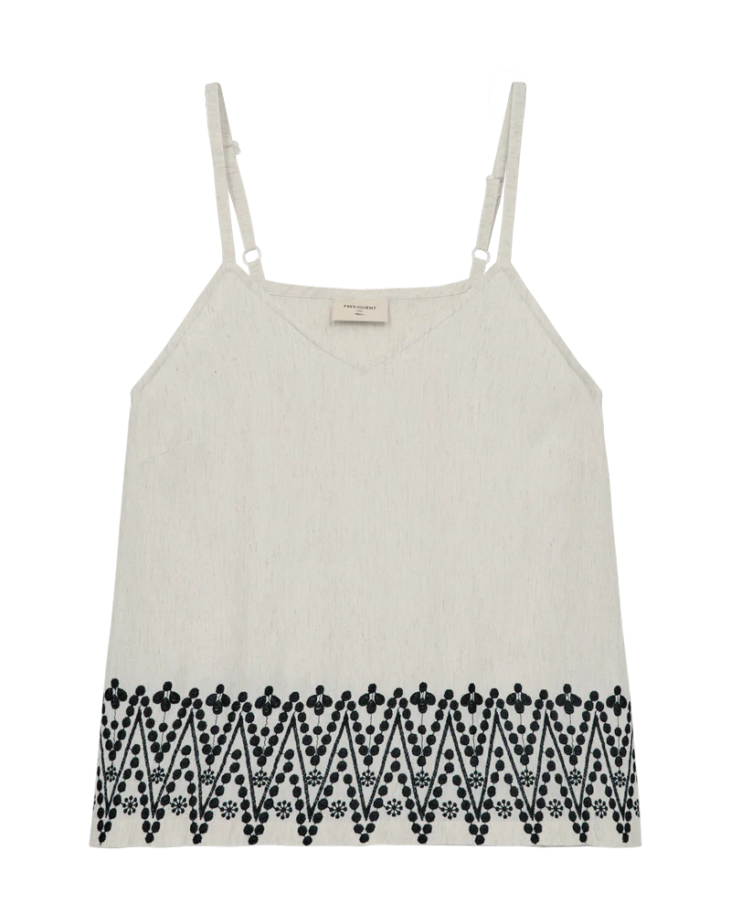 FQLINUS – TOP MIT STICKEREIDETAILS - BEIGE