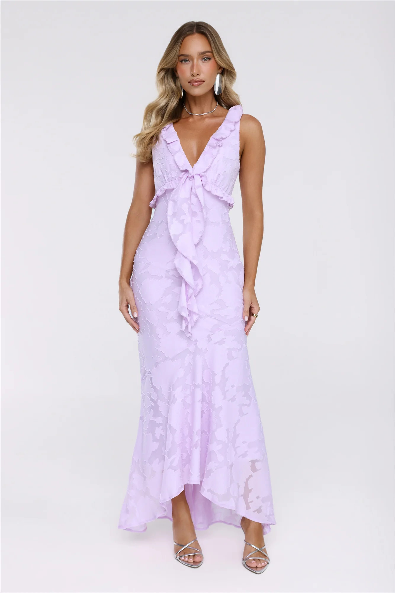 Shimmer Petal Maxi Dress Lilac