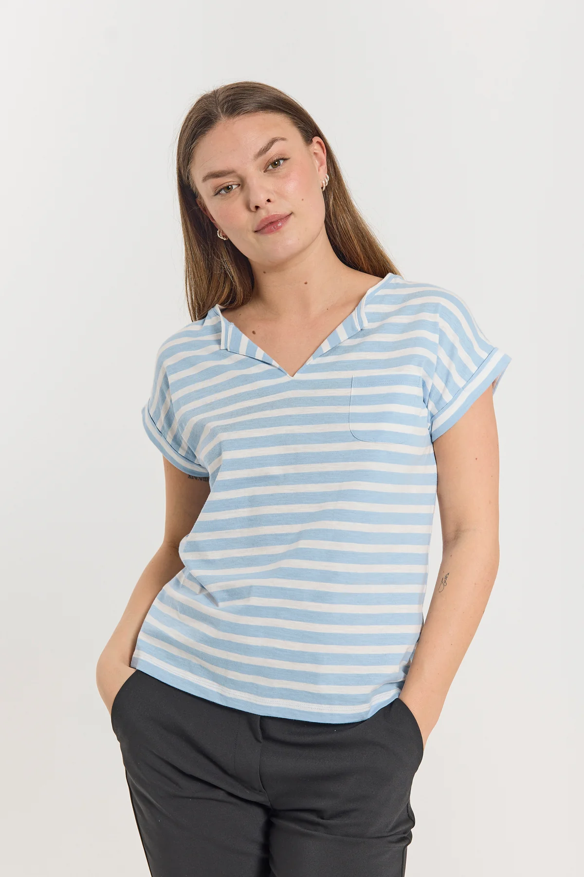 FQVIVA - T-SHIRT - BLAU UND WEISS