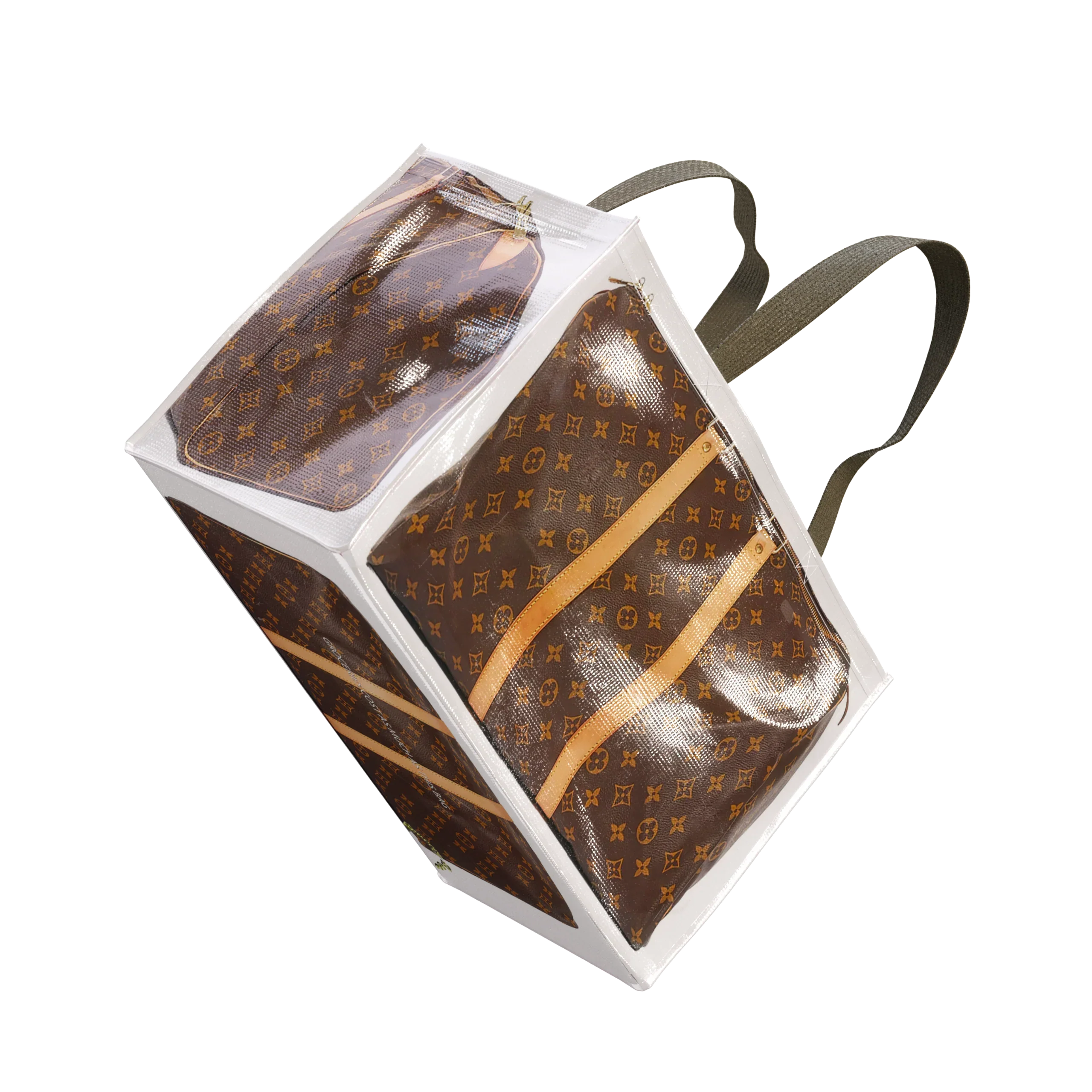 TITA ELVIE duffle Grocery Bag, brown  canvas, large