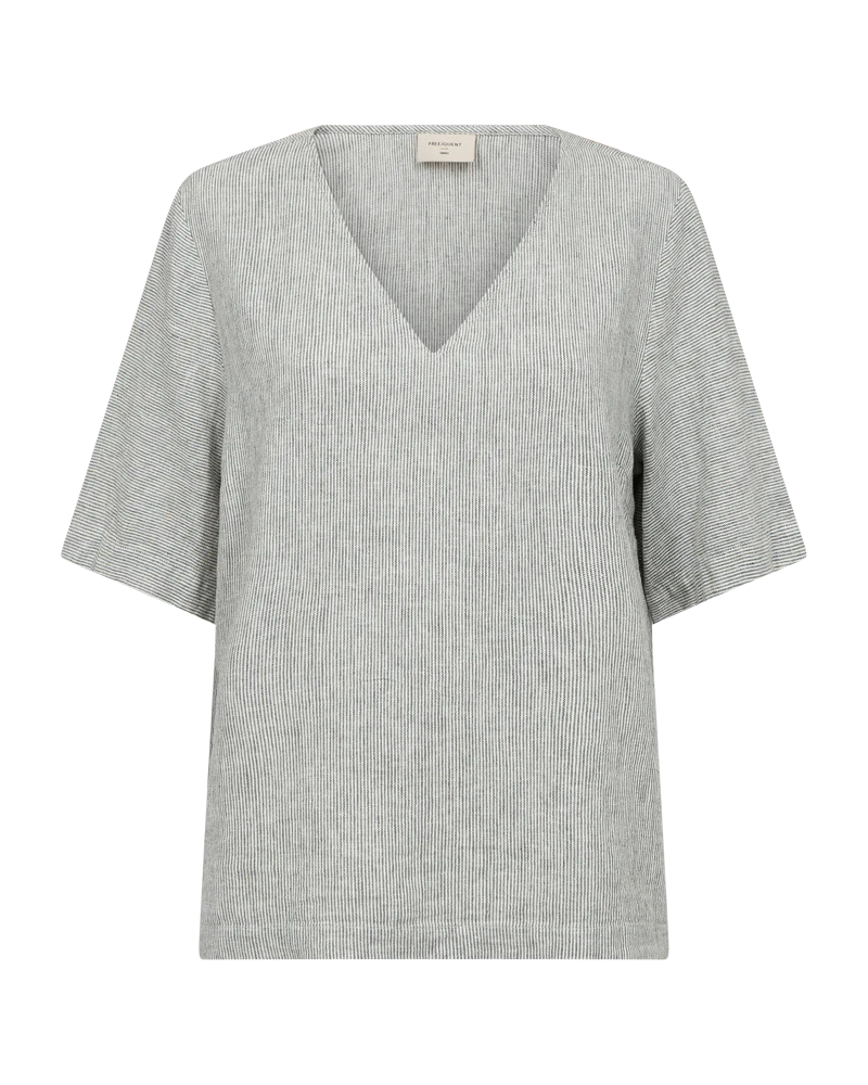 FQLAVA – LEINENBLUSE - WEISS UND GRÜN