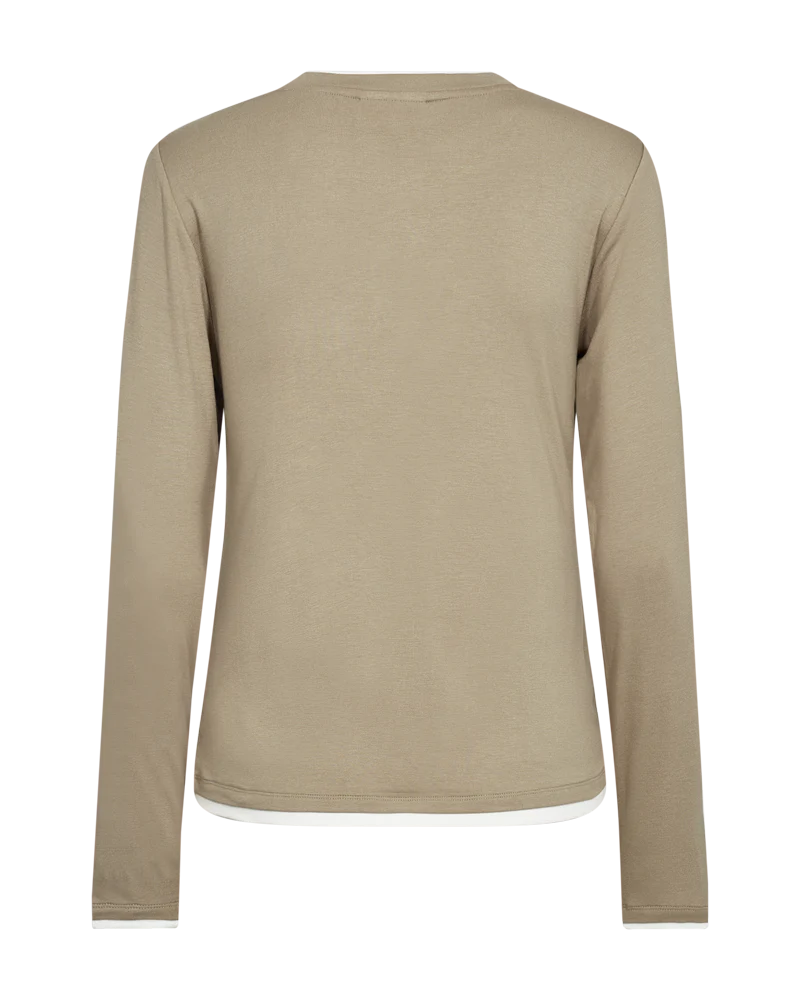 FQALVIN - LANGÄRMLIGES T-SHIRT - SAND UND WEISS