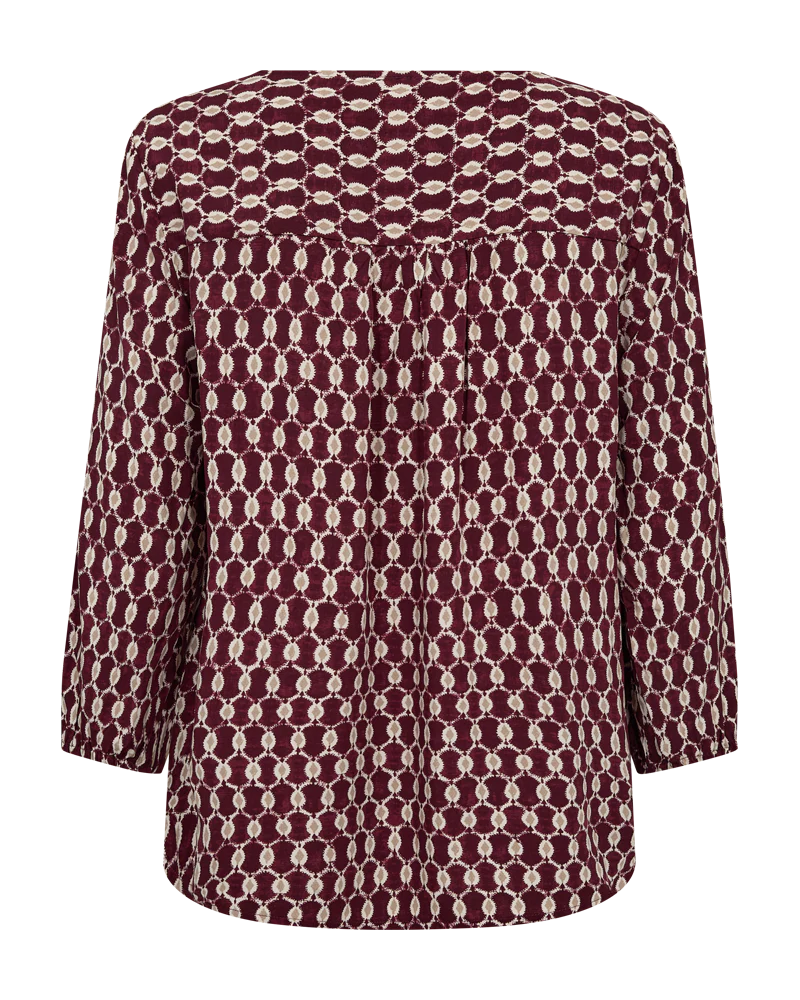 FQADNEY – BLUSE MIT ALLOVER-PRINT - BORDEAUX