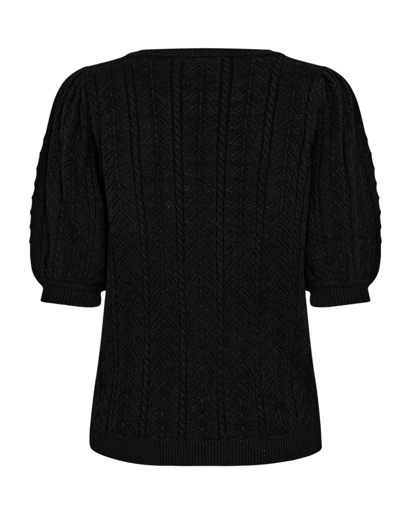 FQCLARRY – STRICKPULLOVER MIT LOCHMUSTER - SCHWARZ