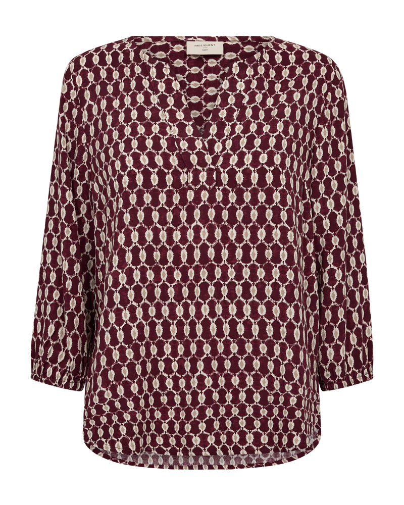 FQADNEY – BLUSE MIT ALLOVER-PRINT - BORDEAUX