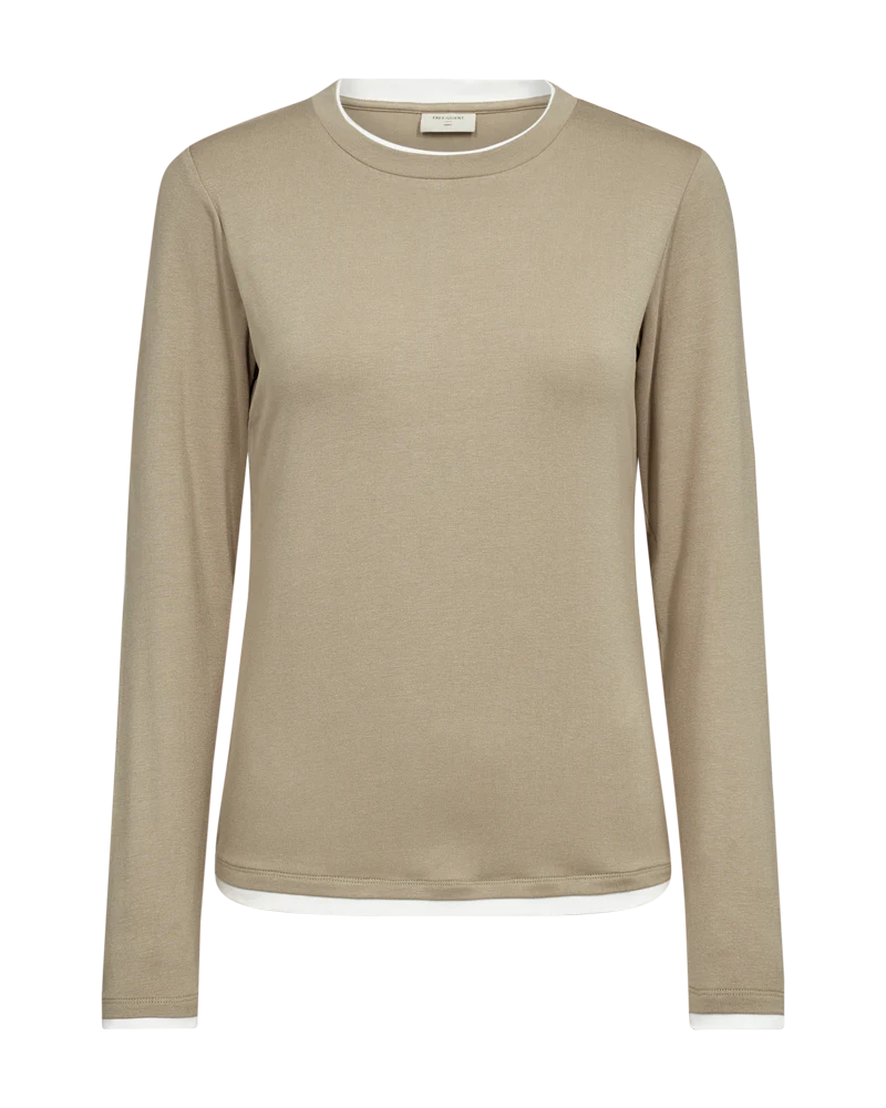 FQALVIN - LANGÄRMLIGES T-SHIRT - SAND UND WEISS