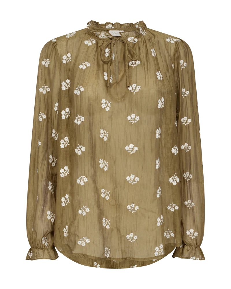 FQWENDY – BLUSE MIT FLORALER STICKEREI - BRAUN