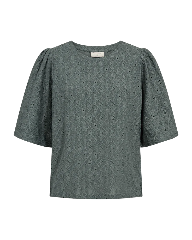 FQKIONA – BLUSE MIT GESTICKTEM MUSTER - GRÜN