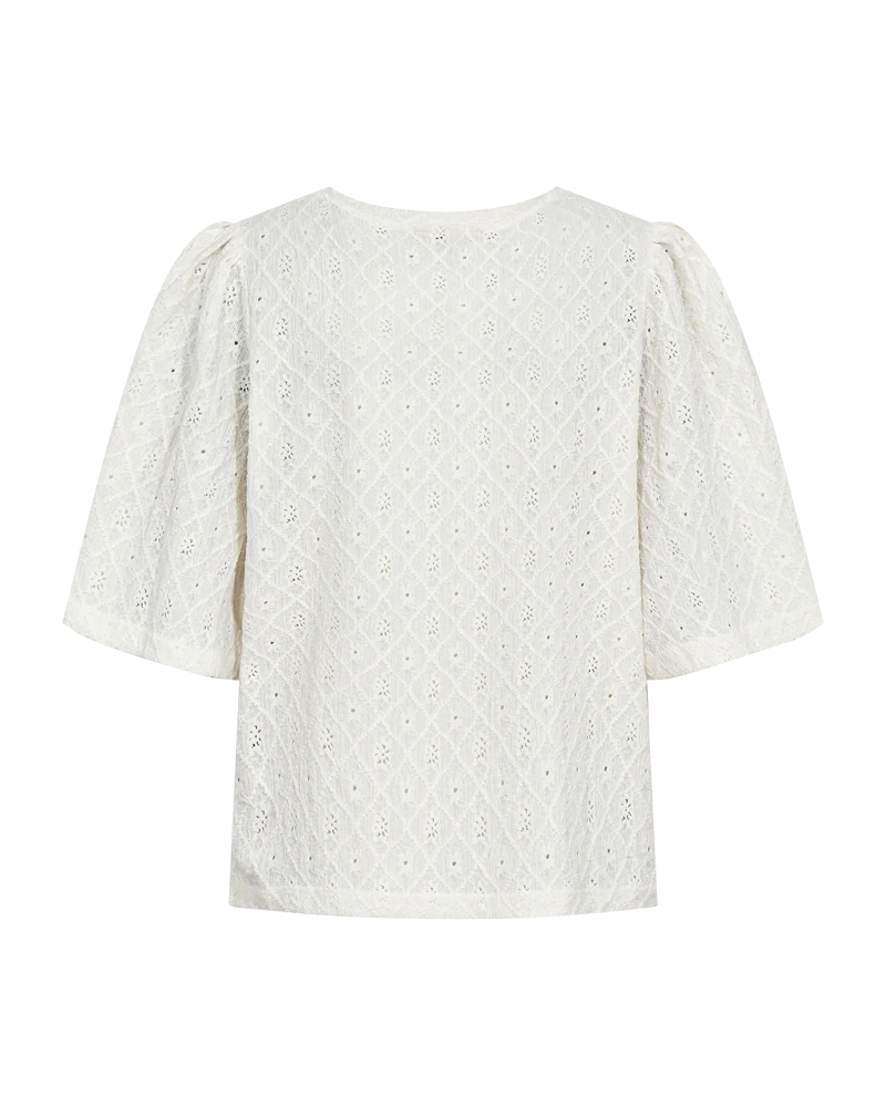 FQKIONA – BLUSE MIT GESTICKTEM MUSTER - WEISS